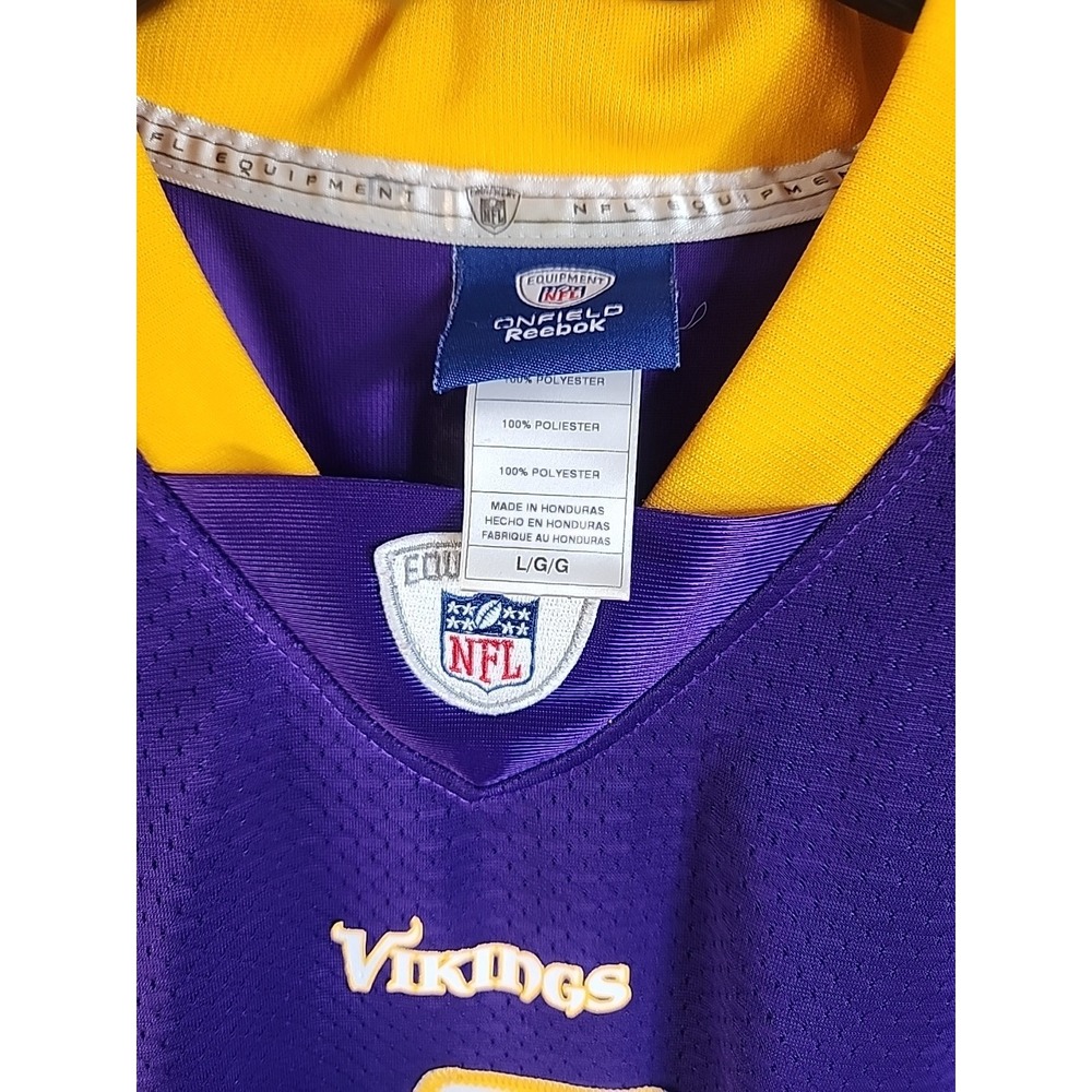Reebok Brett Farve Minnesota Vikings Jersey #4 Purple Mens Large +2 Length - Picture 2 of 10